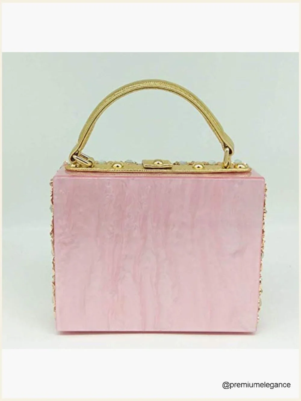 Acrylic Shoulder Bag with Rhinestones Evening Crossbody Box Clutch